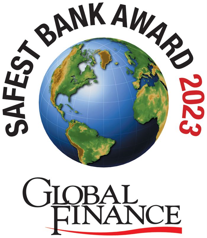 Logo Safest bank award van Global Finance