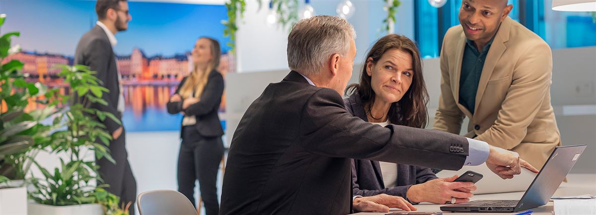adviseur geeft uitleg via computer
