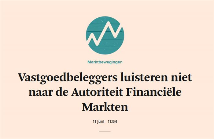 Krantenkop: Vastgoedbeleggers luisteren niet naar AFM