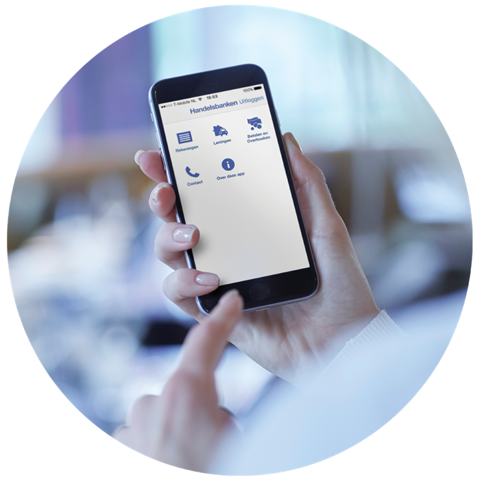 Mobiele telefoon met handelsbanken app